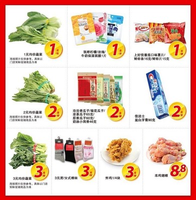 沃爾瑪及好又多門店推出 “1元、2元、3元、5元、8.8元、9.9元”等價位的400個 “均一價” 特惠商品